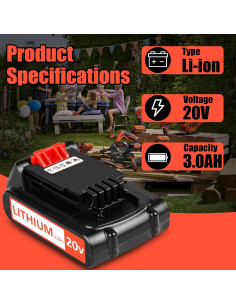 Batería de 20V 3.0Ah Black+Decker - Reemplazo Compatible 2