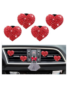 5 Clips de Ventilación de Coche Gowxs Corazones Rojos Brillantes