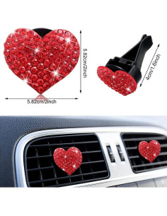5 Clips de Ventilación de Coche Gowxs Corazones Rojos Brillantes 2