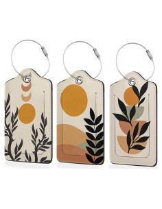 Juego de 3 Etiquetas de Equipaje ZIHONSE en Cuero PU 11.9x7 cm