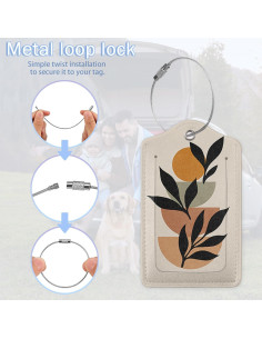 Juego de 3 Etiquetas de Equipaje ZIHONSE en Cuero PU 11.9x7 cm 2