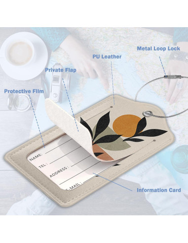 Juego de 3 Etiquetas de Equipaje ZIHONSE en Cuero PU 11.9x7 cm