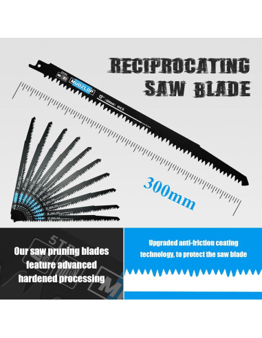 Paquete de 10 Hojas de Sierra Recíproca MUOZLOP 300mm 5 TPI