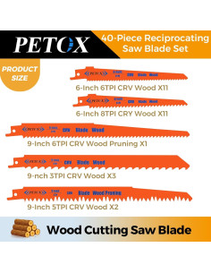 Juego de 40 Hojas de Sierra Recíproca PETOX para Metal y Madera 2