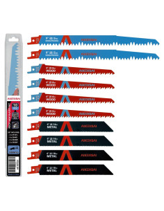 Juego de 10 Hojas de Sierra Recíproca AIKENSAI para Madera y Metal