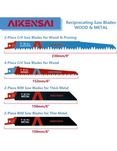 Juego de 10 Hojas de Sierra Recíproca AIKENSAI para Madera y Metal 2