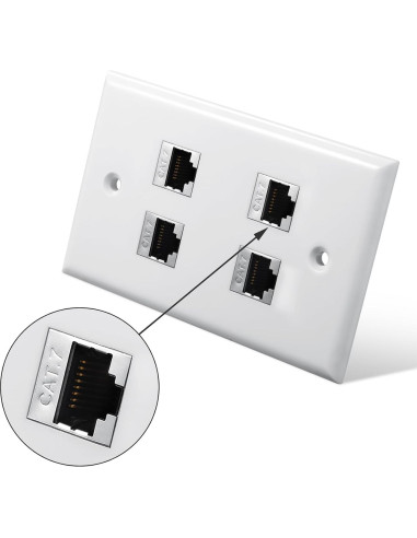 Conector Keystone CAT7 PHIZLI Acoplador RJ45 Femenino 2 Pzas