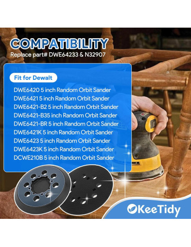 Almohadilla de Lijado 5" KeeTidy para DeWalt DWE6421 DWE6423