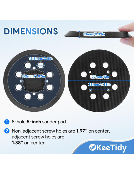 Almohadilla de Lijado 5" KeeTidy para DeWalt DWE6421 DWE6423