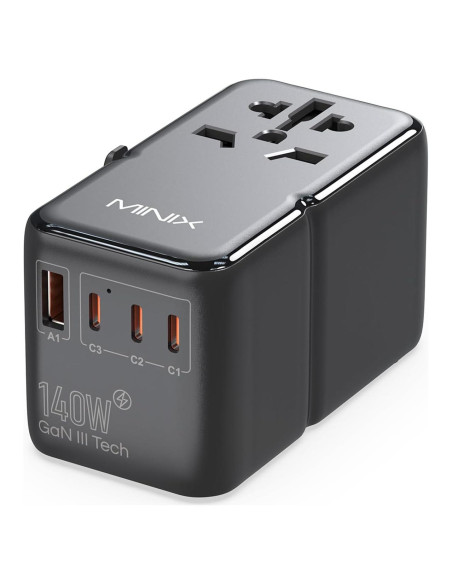 Adaptador de Viaje Universal MINIX 140W 4 Puertos USB-C y A