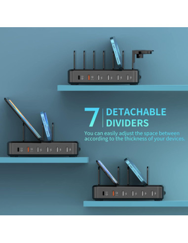 Estación de Carga 68W 6 Puertos USB-C y QC 3.0 con Cables