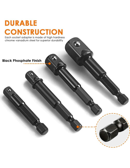 Juego de Adaptadores de Enchufe THINKWORK 9 Piezas 1/4" 3/8" 1/2"