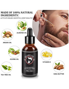 Kit de Cuidado de Barba ABUDICS - Aceite, Balsamo, Cepillo 2