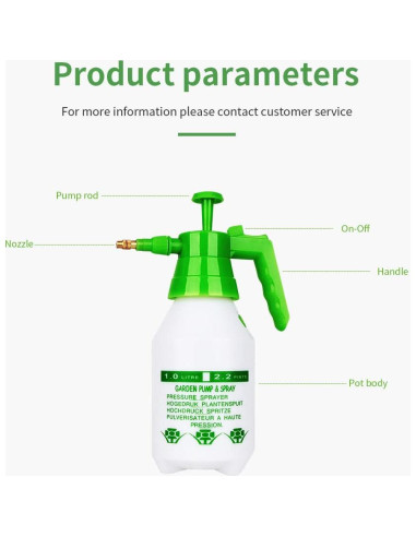 Pulverizador de Jardín Munyonyo PH-1.5L 1.89L Verde Ajustable