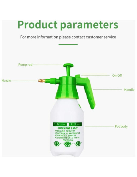 Pulverizador de Jardín Munyonyo PH-1.5L 1.89L Verde Ajustable