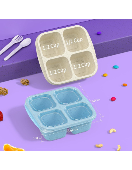 Contenedores de Snack CSQLJ 4 Compartimentos Reutilizables