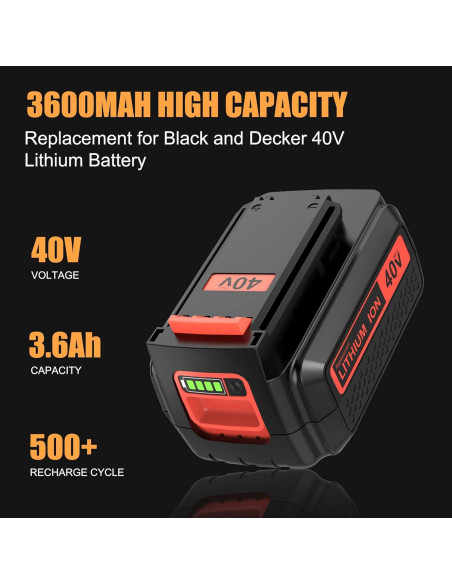 Batería de Reemplazo 3600mAh Black and Decker 40V Amarillo