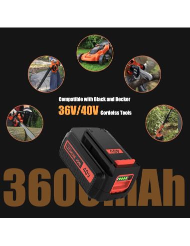 Batería de Reemplazo 3600mAh Black and Decker 40V Amarillo