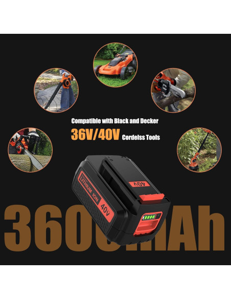 Batería de Reemplazo 3600mAh Black and Decker 40V Amarillo