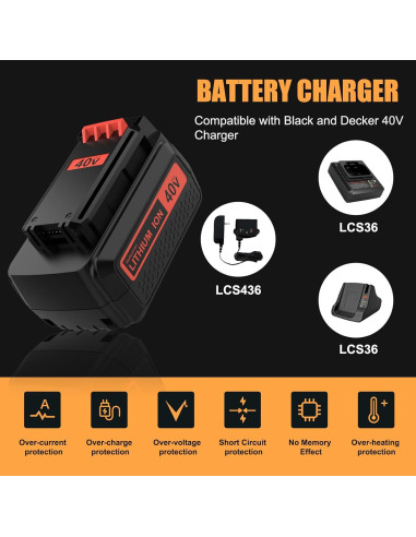 Batería de Reemplazo 3600mAh Black and Decker 40V Amarillo