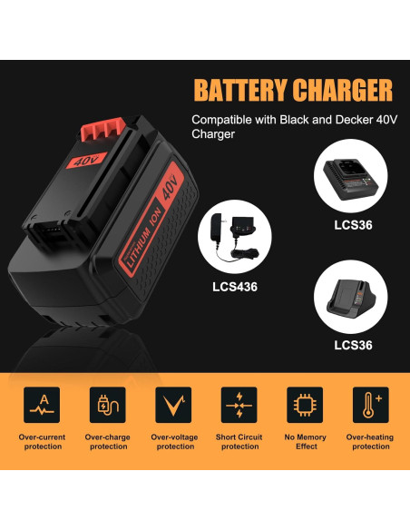 Batería de Reemplazo 3600mAh Black and Decker 40V Amarillo