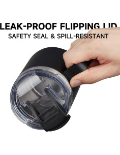 Taza de Café Aislada ALOUFEA 12oz Acero Inoxidable Negro 2