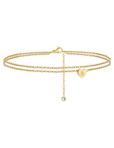Brazalete de Tobillo Ursteel con Inicial en Oro 14K para Mujeres