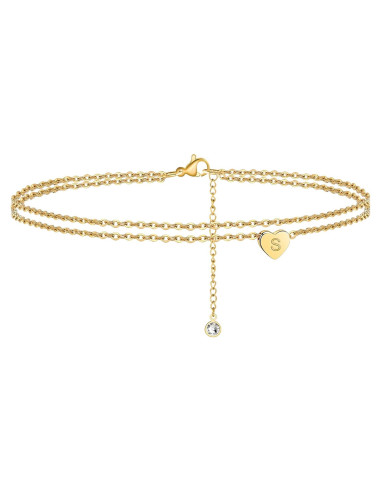 Brazalete de Tobillo Ursteel con Inicial en Oro 14K para Mujeres