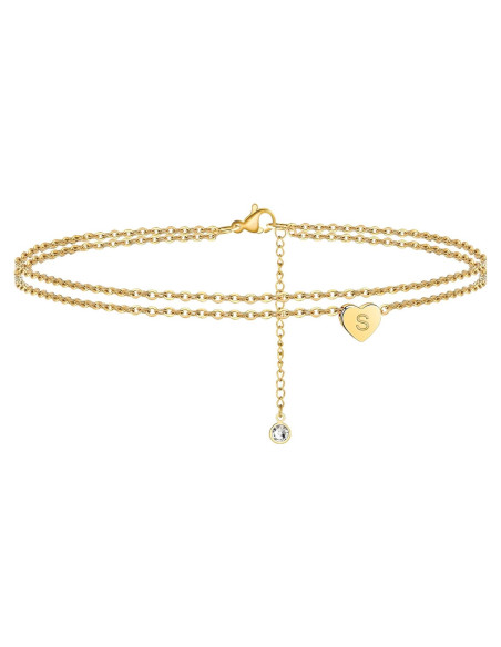 Brazalete de Tobillo Ursteel con Inicial en Oro 14K para Mujeres