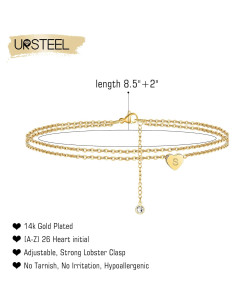 Brazalete de Tobillo Ursteel con Inicial en Oro 14K para Mujeres 2