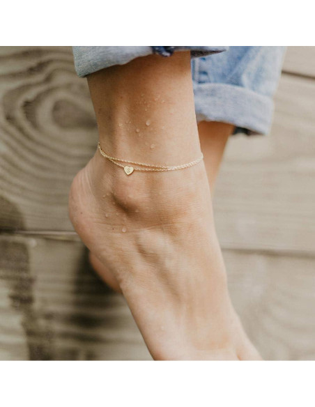 Brazalete de Tobillo Ursteel con Inicial en Oro 14K para Mujeres