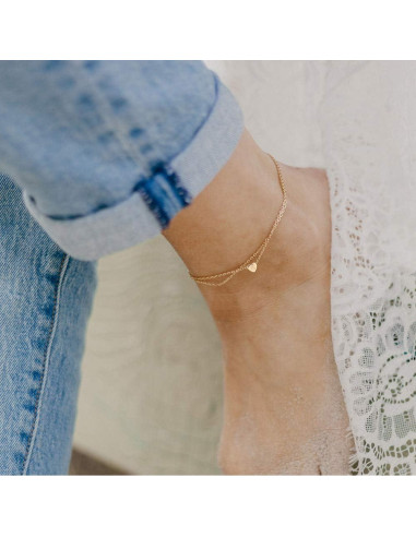 Brazalete de Tobillo Ursteel con Inicial en Oro 14K para Mujeres