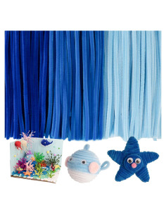 Caydo 300 Limpiapipas Azules Chenille 30cm para Manualidades