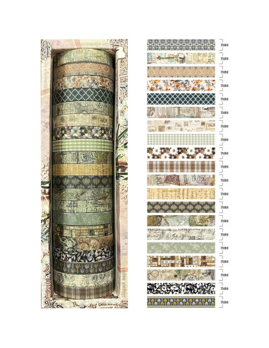 20 Rollos de Cinta Washi Vintage Songdao 2m x 7mm Decorativa