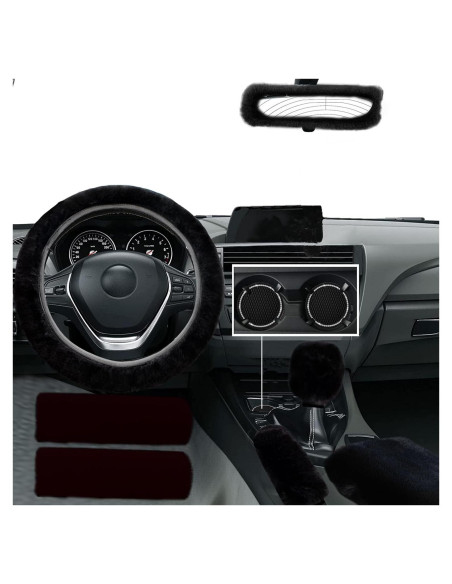 Conjunto de 9 Accesorios de Coche Esponjosos WenMei Negro