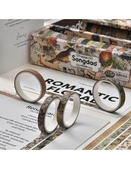 20 Rollos de Cinta Washi Vintage Songdao 2m x 7mm Decorativa