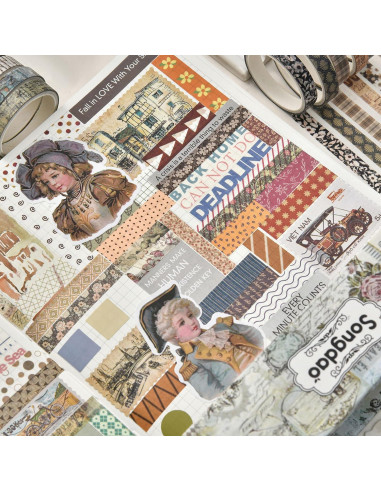 20 Rollos de Cinta Washi Vintage Songdao 2m x 7mm Decorativa