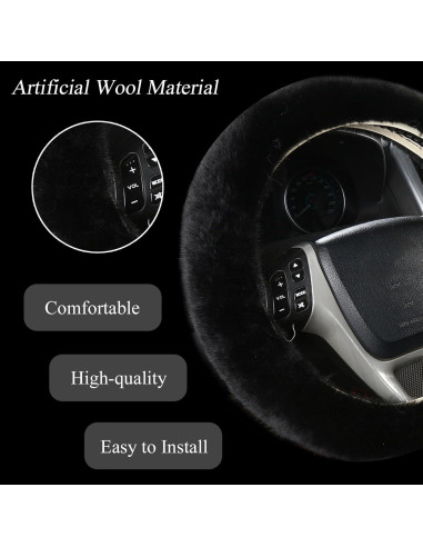 Conjunto de 9 Accesorios de Coche Esponjosos WenMei Negro