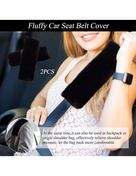 Conjunto de 9 Accesorios de Coche Esponjosos WenMei Negro