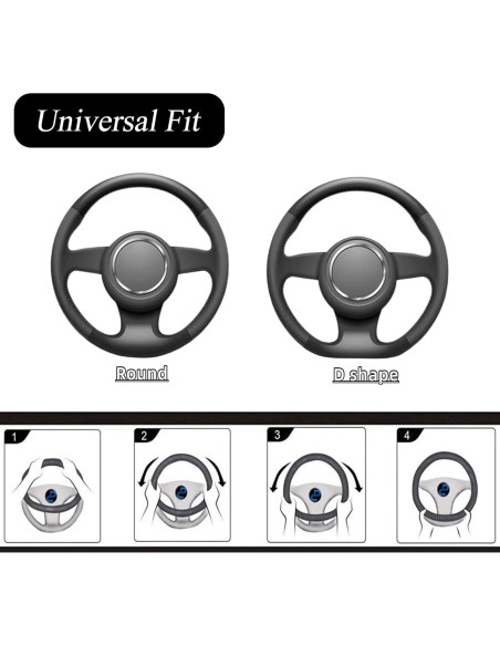 Conjunto de 9 Accesorios de Coche Esponjosos WenMei Negro