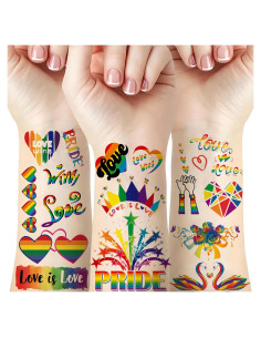 Tatuajes Temporales Arcoíris HIFANMM - 10 Hojas 6.9x12 cm