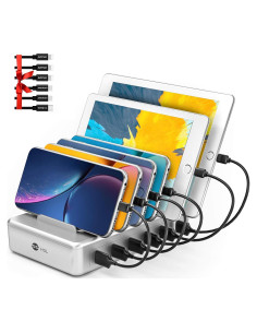 Estación de Carga Rápida HSL 6 Puertos para Móviles y Tablets