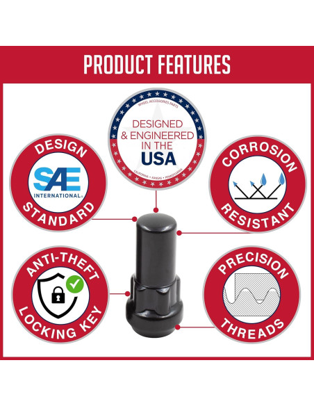 Cerraduras de Rueda Partes de Accesorios M14x1.5 4 Piezas