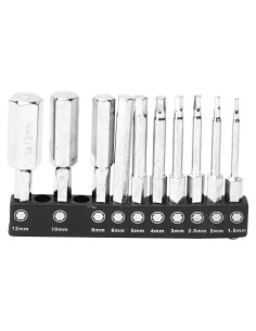 Juego de 10 Puntas de Destornillador Magnéticas Acero S2 1.5-12mm