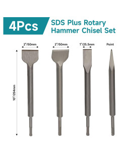 Juego de 4 Cinceles SDS Plus YOSIGHT 25.4 cm Carburo 2