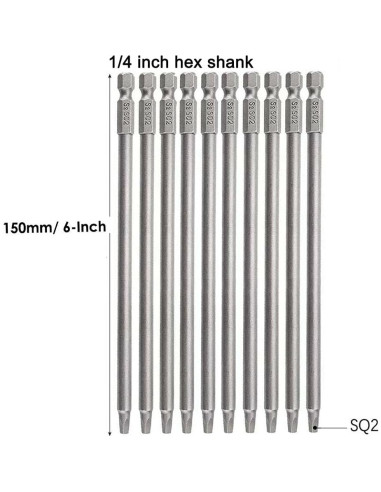 10 Puntas de Destornillador Cuadradas Magnéticas Eyech 150mm