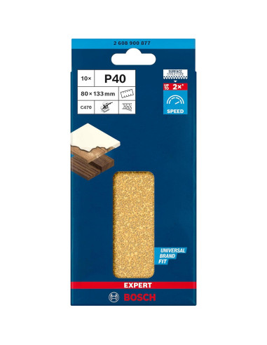 Papel de Lija Bosch Expert C470 Grano 40 10 Piezas 80x133 mm