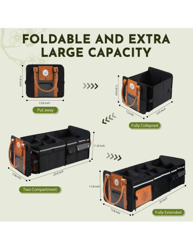 Organizador de Maletero Plegable SugarFox 95L con Compartimento para Zapatos