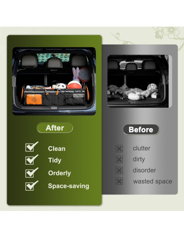 Organizador de Maletero Plegable SugarFox 95L con Compartimento para Zapatos