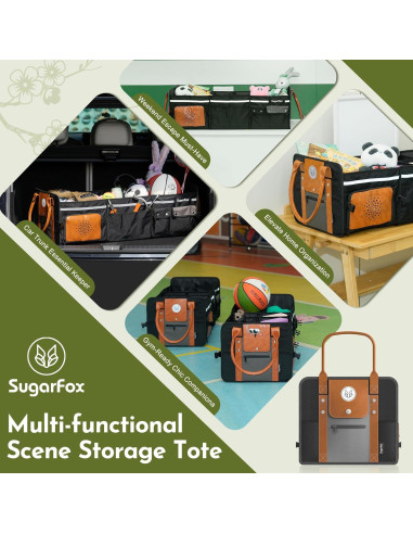 Organizador de Maletero Plegable SugarFox 95L con Compartimento para Zapatos